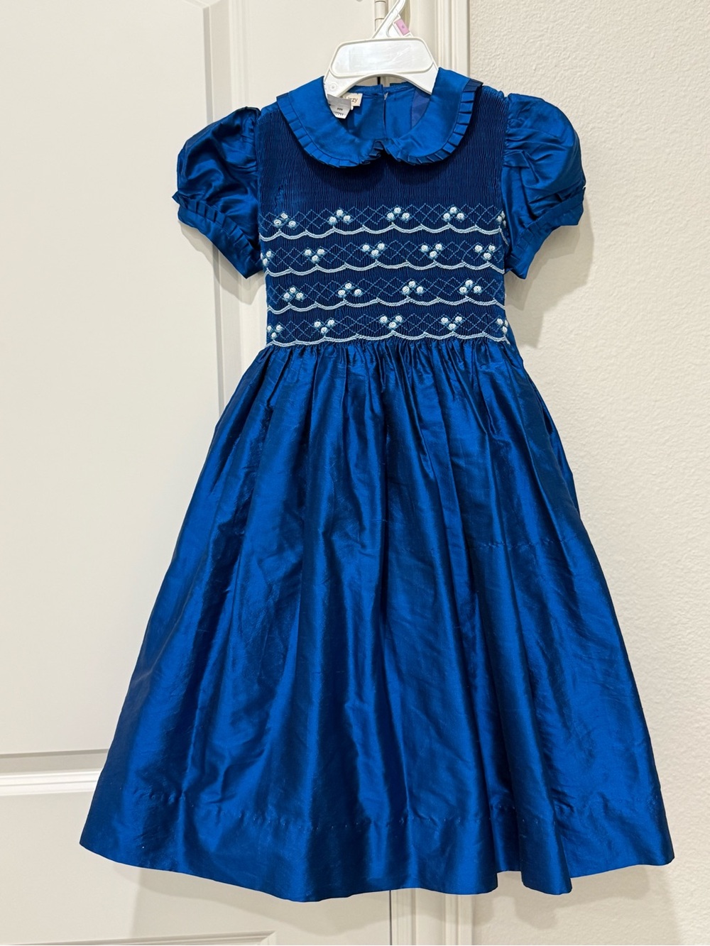Girls Smocked 100% Silk Dress Marco & Lizzy Size 6 Flaws